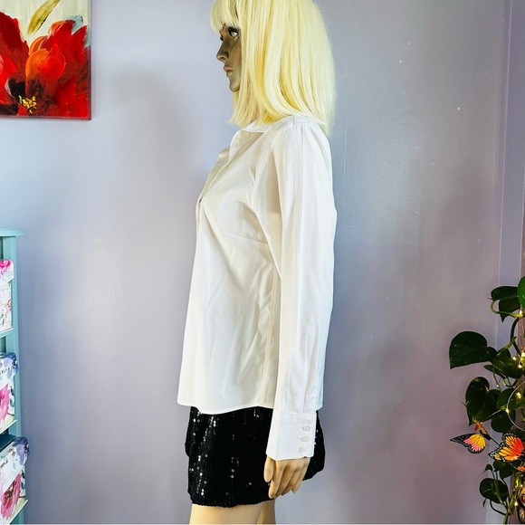 Talbots tapered fit wrinkle resistant stretch white top - Picture 6 of 15